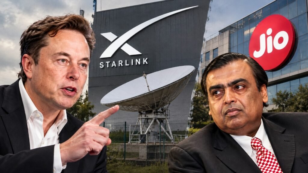 Elon Musk Starlink India dispute involving Mukesh Ambani and satellite internet competition