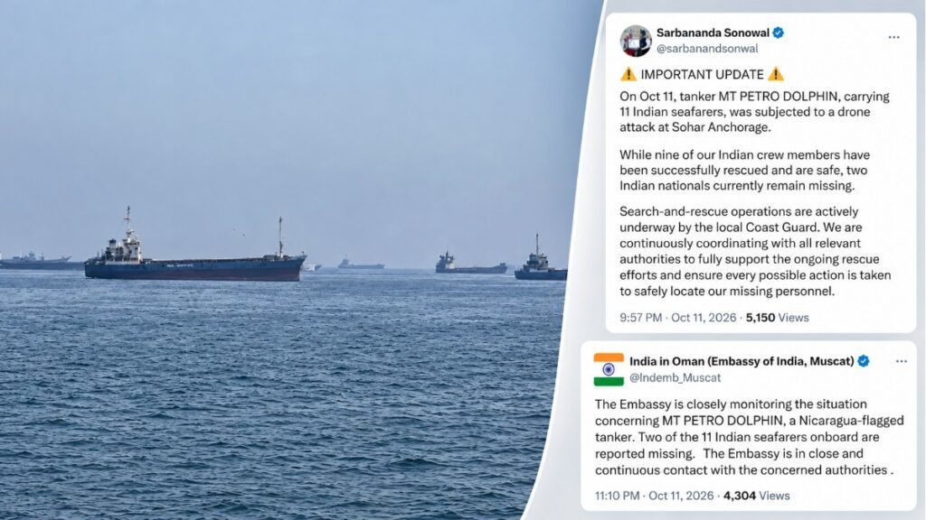 Indian seafarers rescued after drone attack on MT Petro Dolphin in Oman